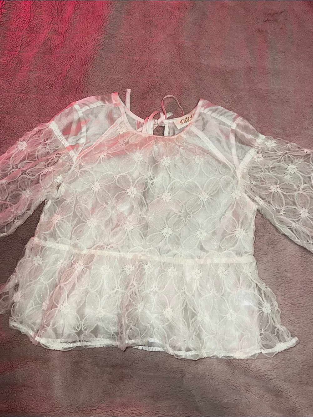 Delicate White Floral Lace Peplum Blouse